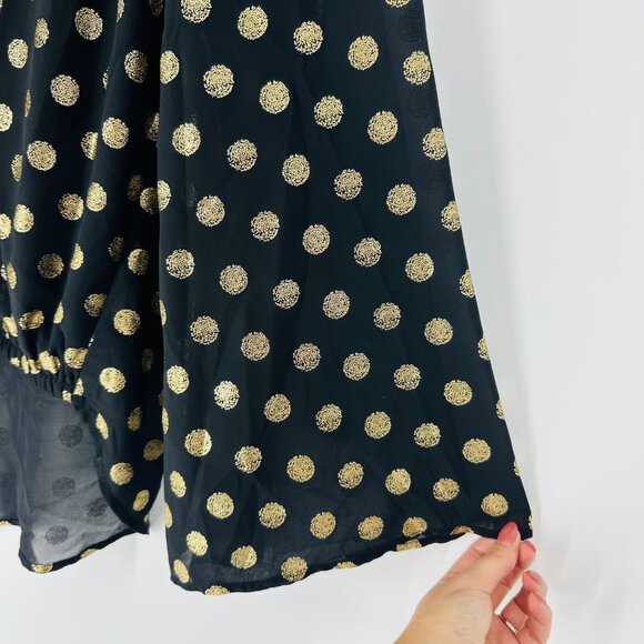 Show Me Your Mumu Cosmic Polka Dot Black Gold Long Bell Sleeve Mackenzie Top S - Picture 5 of 10